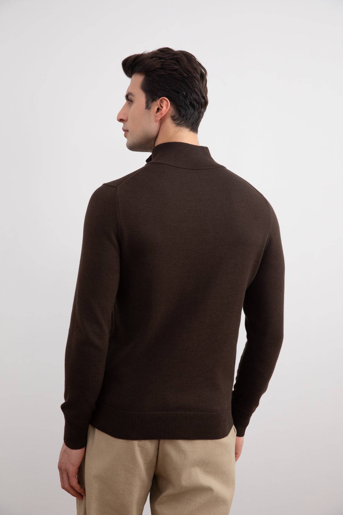Brown Half-Zip Sweater