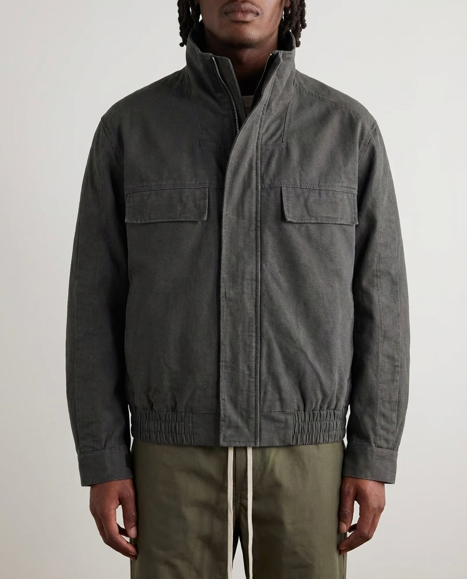 High‑Neck Utility Cotton Jacket